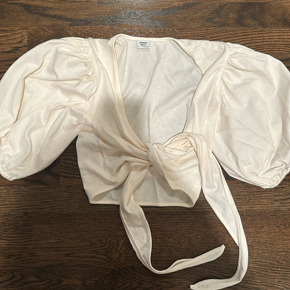 Aritzia Tie Cropped Blouse - Picture 2 of 3